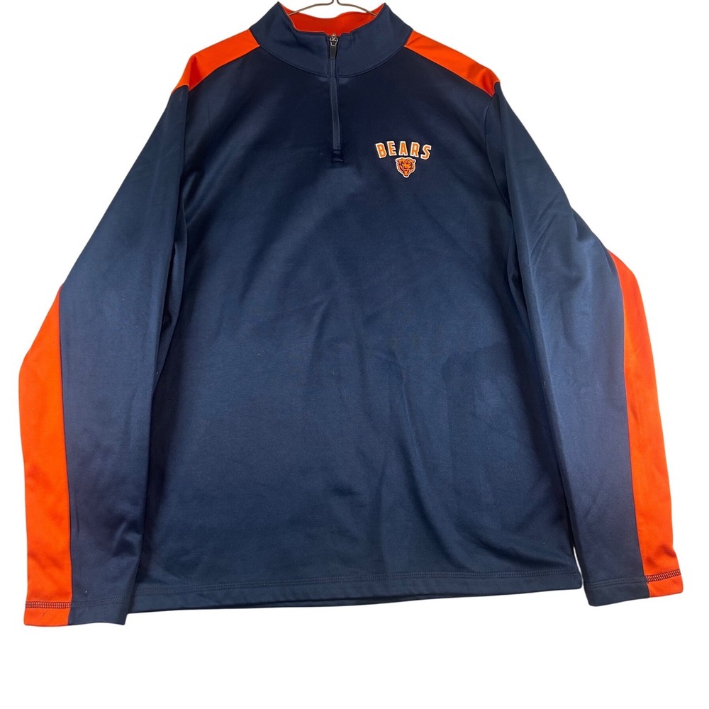 NFL‎ Chicago Bears Team Apparel Mens Quarter Zip Pullover Jacket L/G Navy Orange